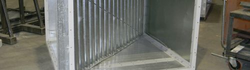 Custom sheet metal ducting fabricated in the workshop