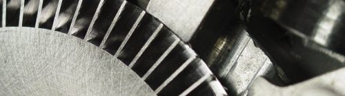 Precision-machined metal impeller close-up